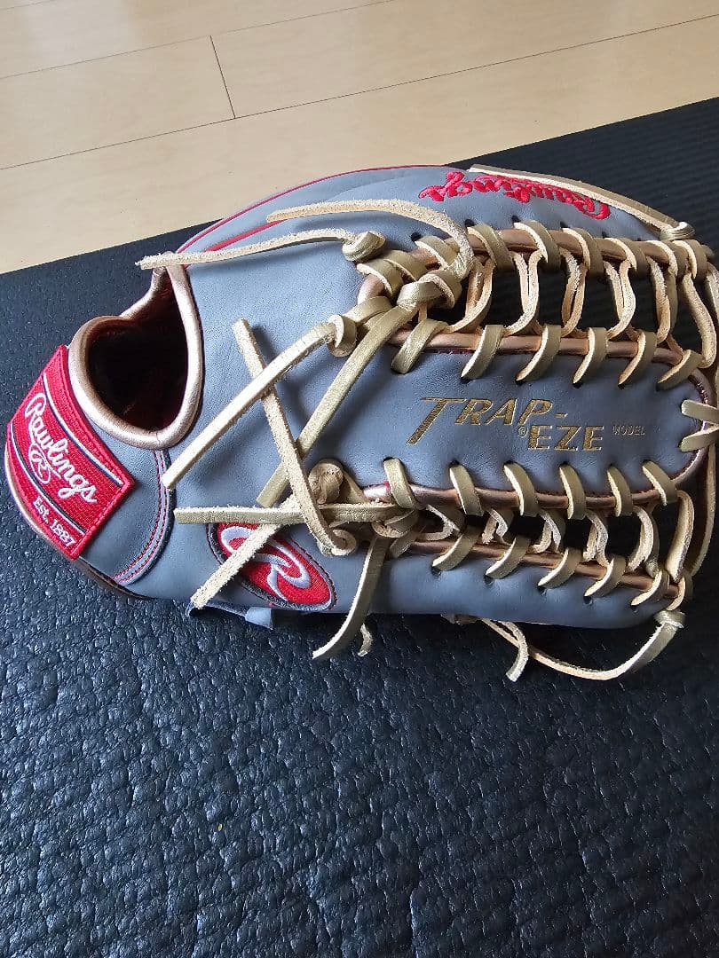 Rawlings Trap-Eze 軟式野球グローブ グレー/レッド