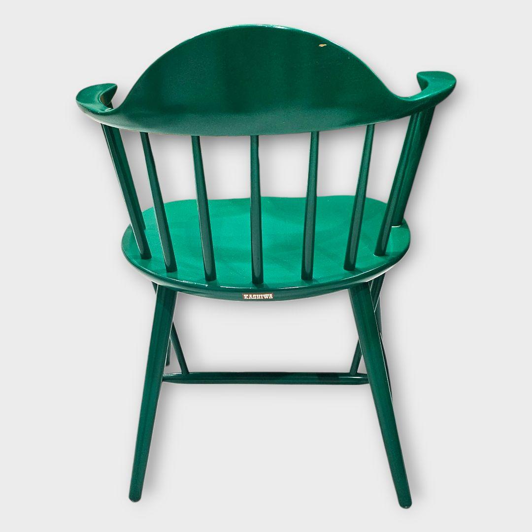 【希少品】柏木工 カシワ ダイニングチェア アームチェア グリーン ①