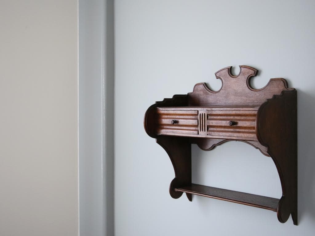 フランスアンティーク木製ウォールシェルフ/壁掛けラック/飾り棚(90-235)