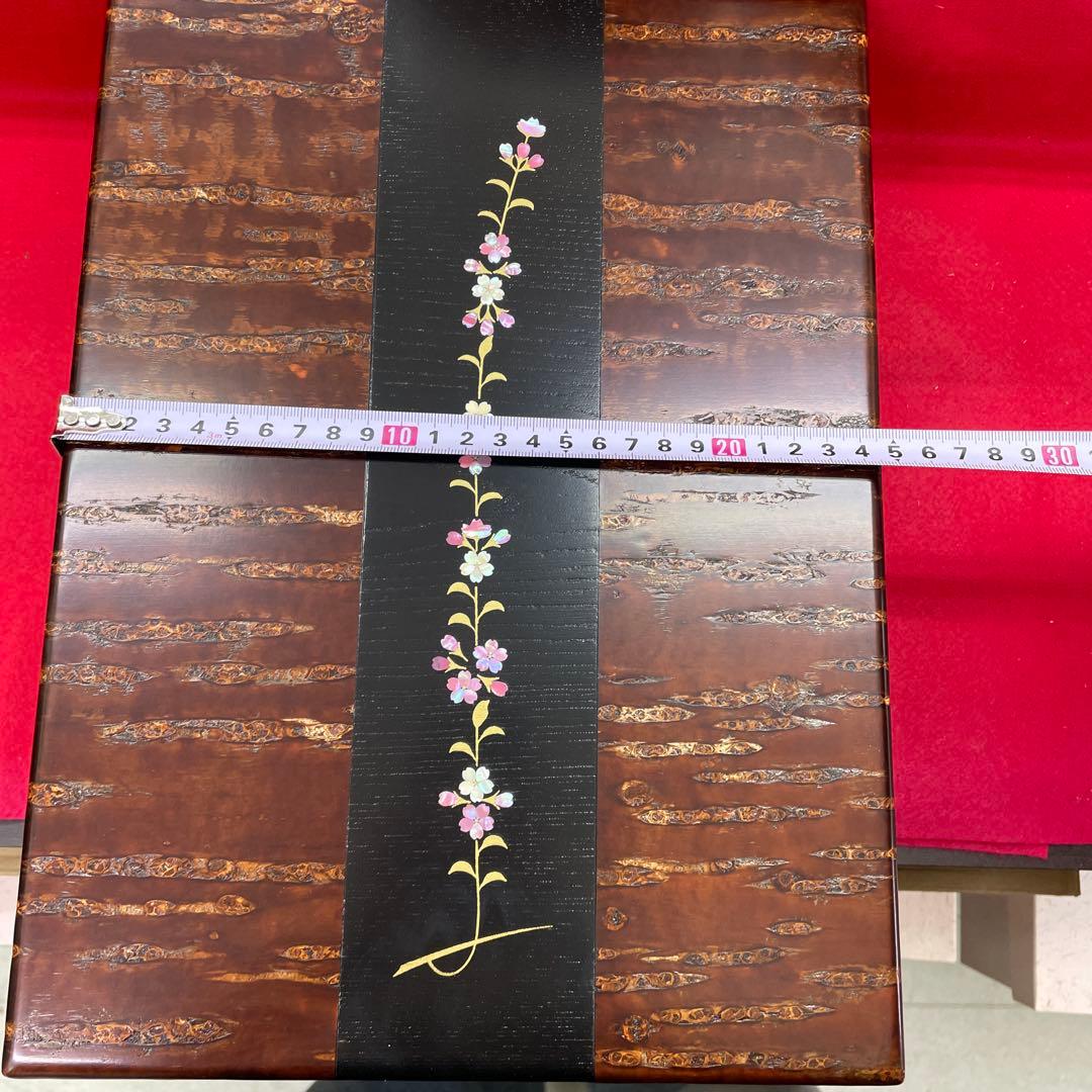 お値下げ　桜皮細工　総皮合口文庫　らでん紅しだれ