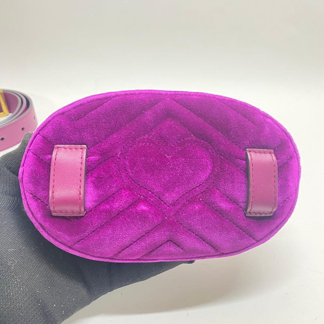 【美品】GUCCI マーモント ベロア ボディバッグ ウエストポーチ パープル