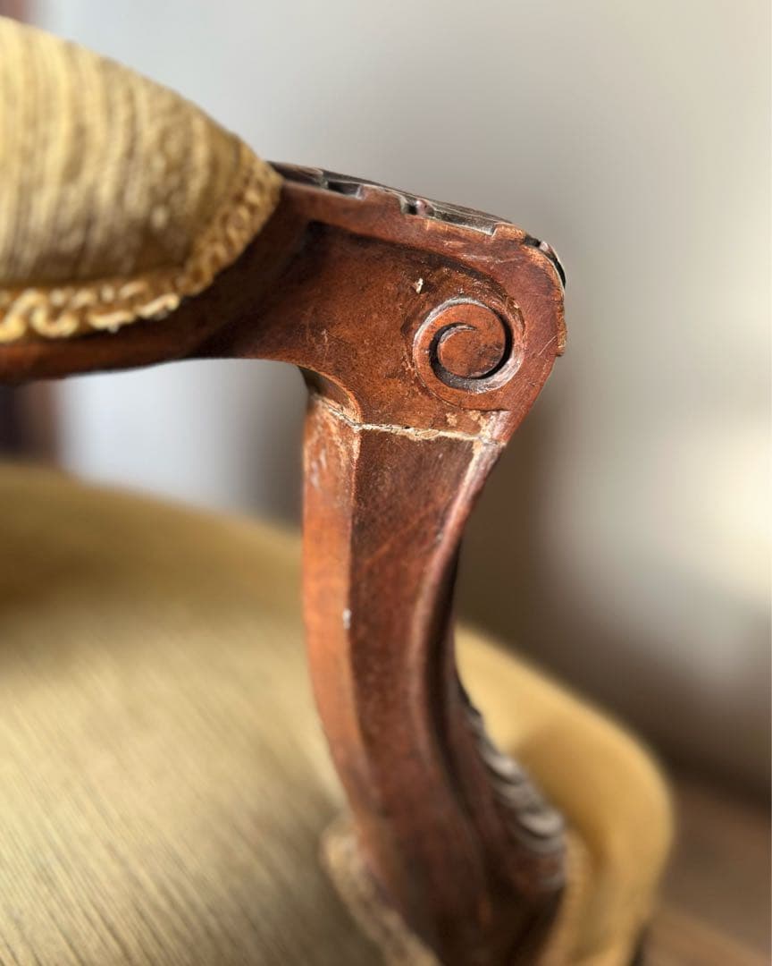 アンティーク アームチェア フランス様式 19世紀末｜修復前 低座