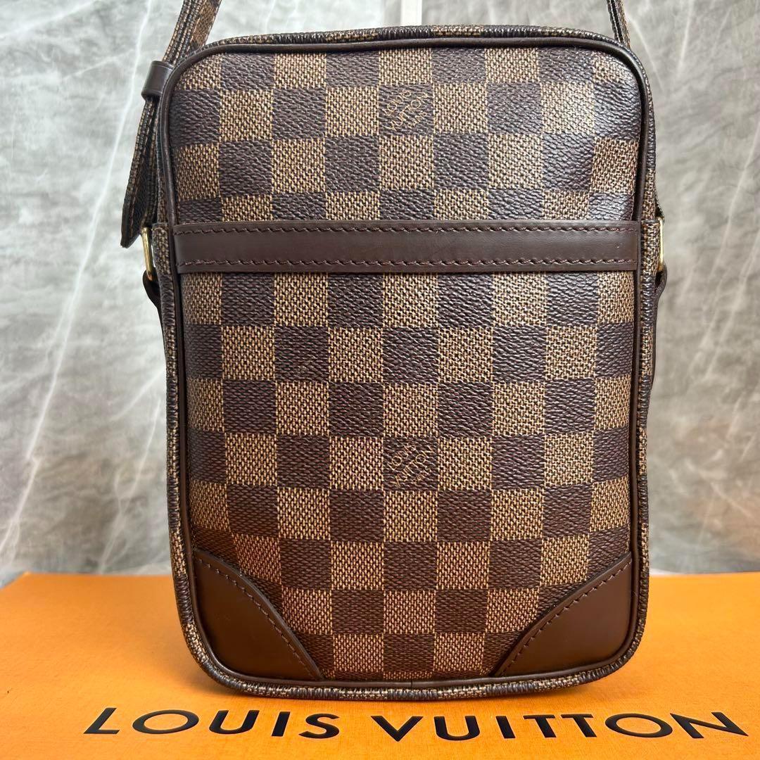 真贋済　ルイヴィトン　ダミエ　ダヌーヴ　ショルダーバッグ　エベヌ