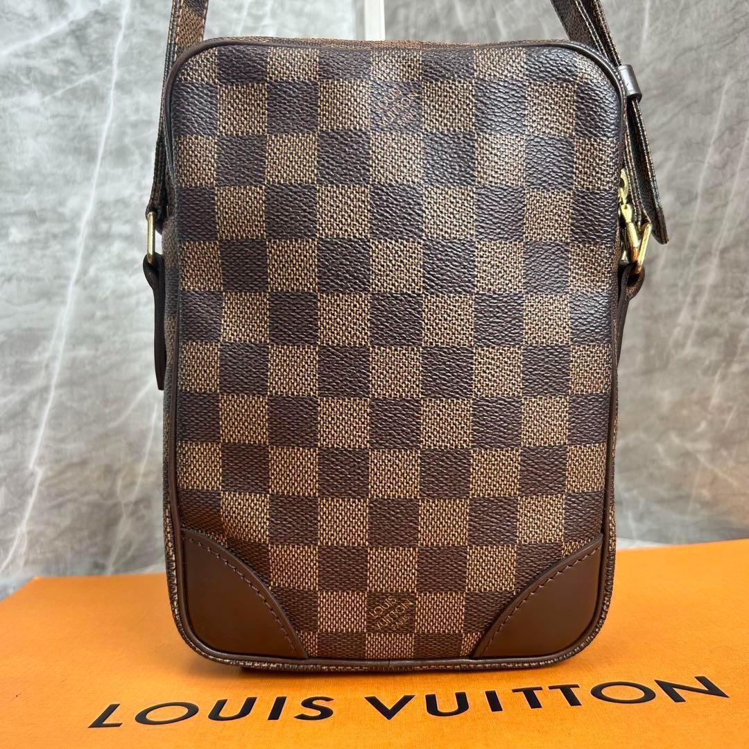 真贋済　ルイヴィトン　ダミエ　ダヌーヴ　ショルダーバッグ　エベヌ