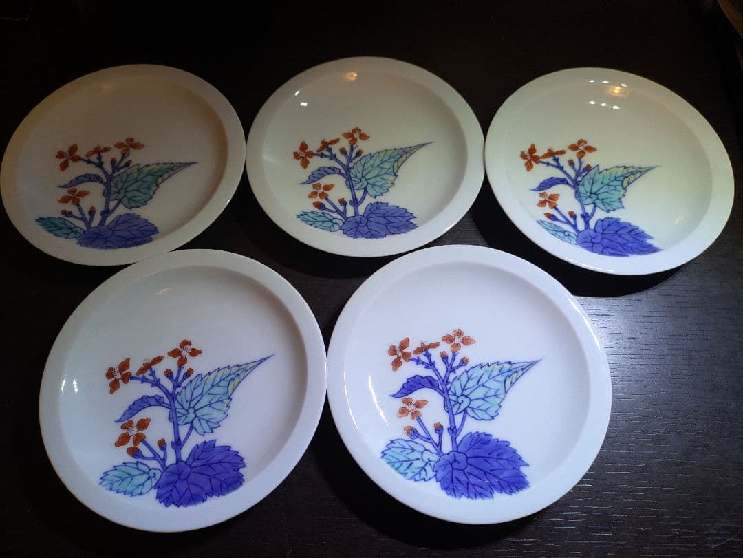今泉今右衛門 錦白粉花絵 銘々皿 5枚セット　&　他5枚セット