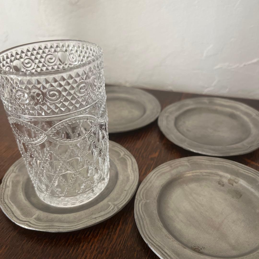 【onikoさま専用】花リム　ピューター　平皿　小皿