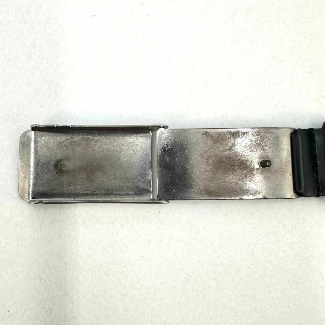 PRADA プラダ ロゴ刻印バックル レザー ベルト シルバー金具 ブラック