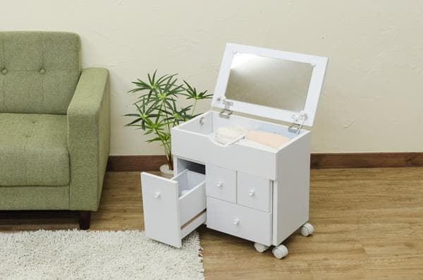 【新品・送料無料】スライド式コスメワゴン　DBR/WH