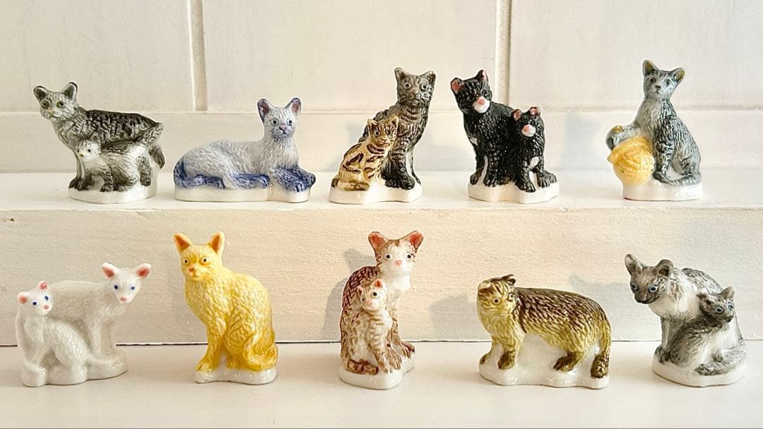 【希少】アトラス　猫のフェーブセット　ネコ　フェーヴ　フランス製陶器