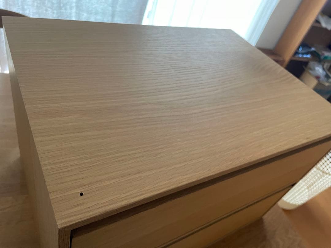 無印良品　木製収納ケース　引出し式　2段　ワイド　ナチュラル　オーク材③