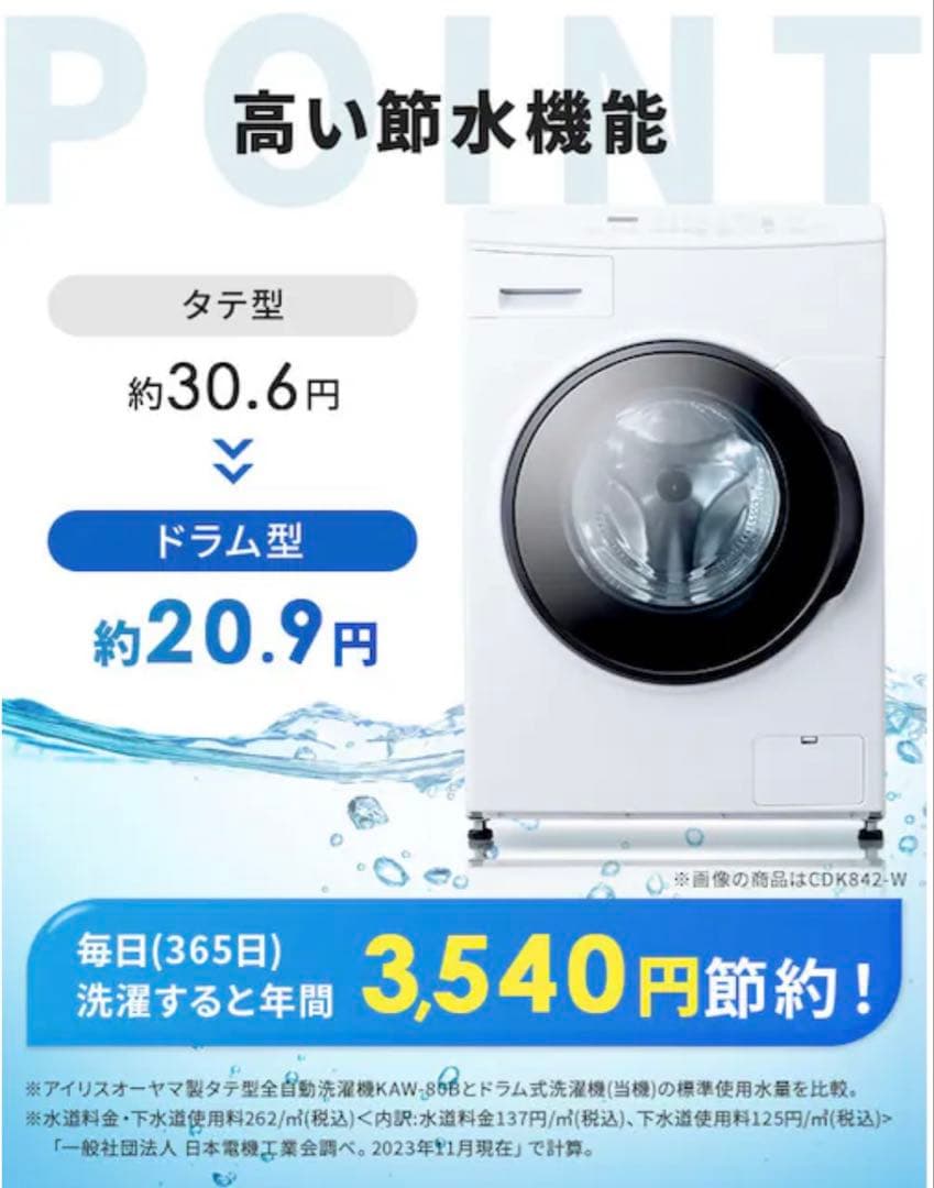 美品❗️ アイリスオーヤマ 2023年8キロ4キロドラム式洗濯機 洗浄済み