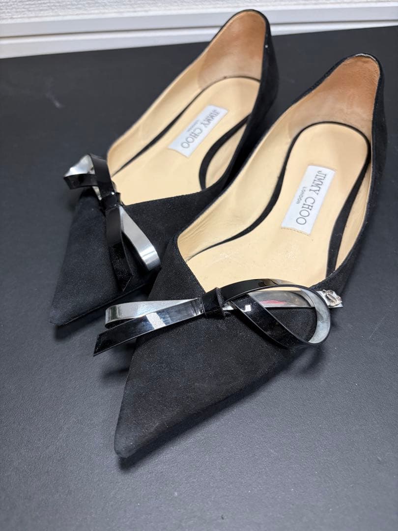 JIMMY CHOO ジミーチュウ ポインテッドトゥ フラットシューズ ブラック