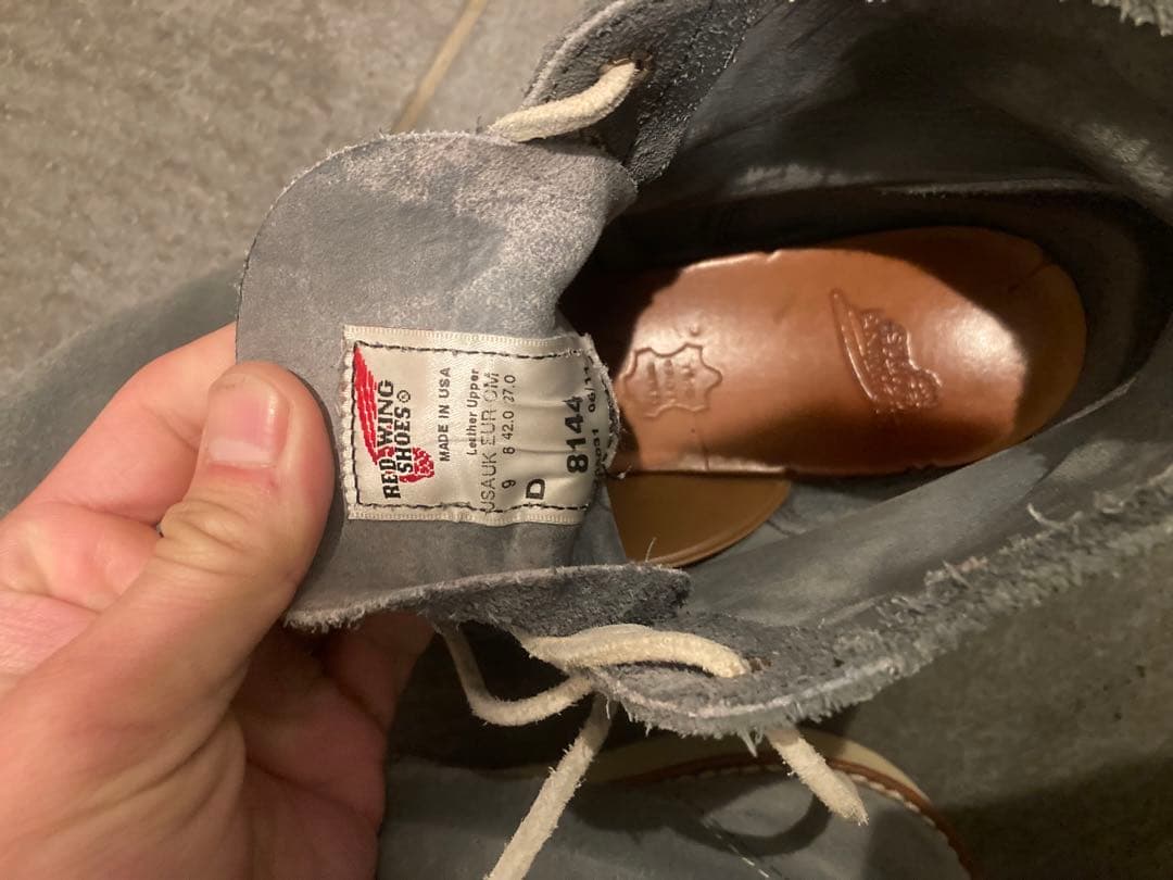 レッドウィング　8144 グレー スエード ワークブーツ　27cm
