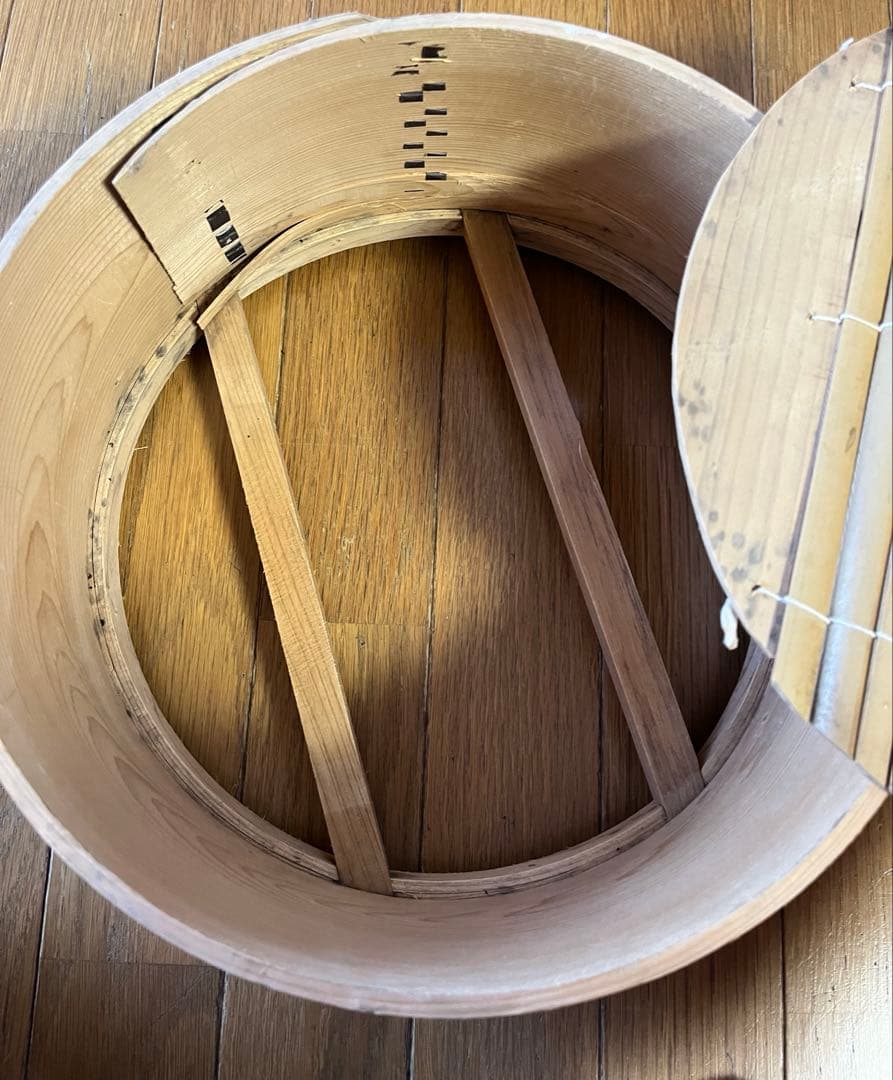木製和せいろ　3段　古道具　古民具　大型　蓋なし　蒸し器　セイロ　30cm