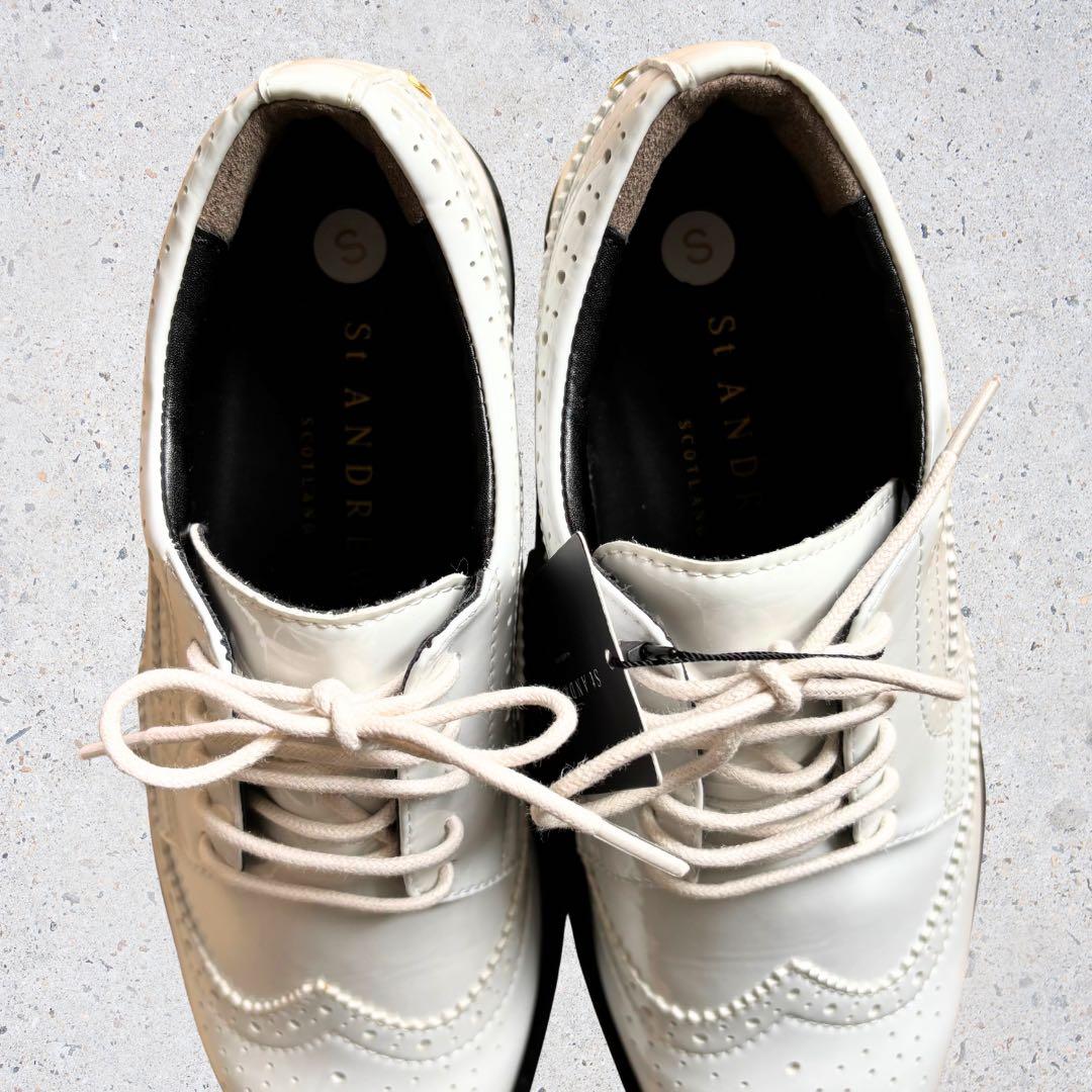 【未使用タグ付】St.ANDREWSゴルフシューズ エナメル厚底ウィングチップ