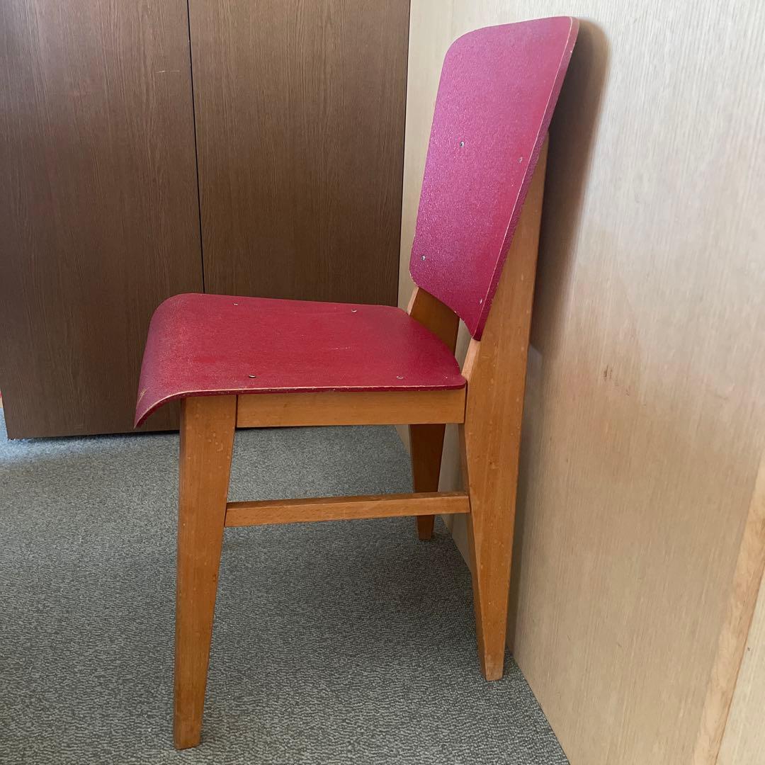 希少＊ジャン プルーヴェ 木製チェア 赤 1950年代