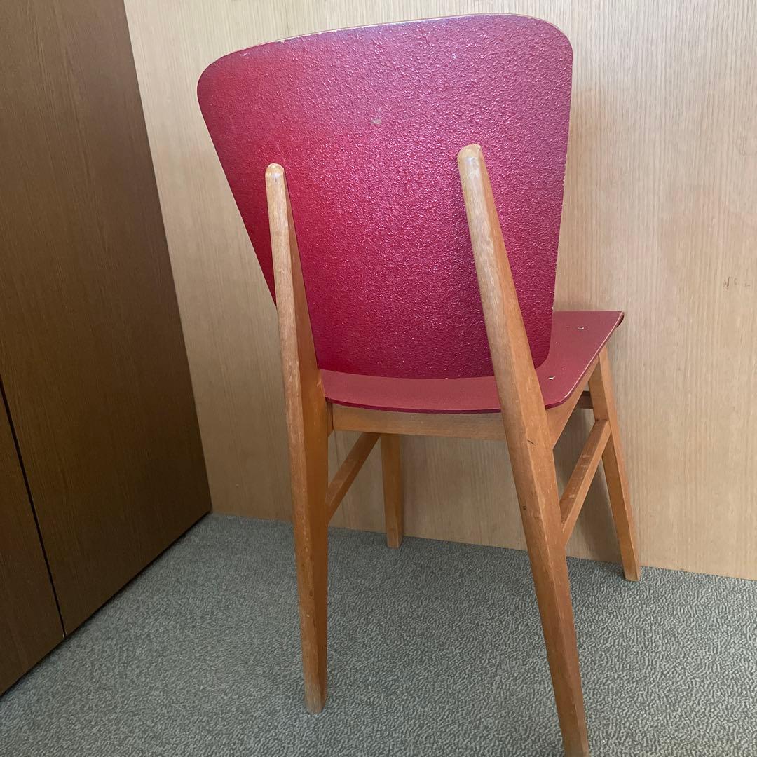 希少＊ジャン プルーヴェ 木製チェア 赤 1950年代