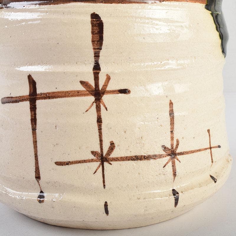 茶道具　人間国宝　荒川豊蔵作　織部　水指　共箱　M　R9156B