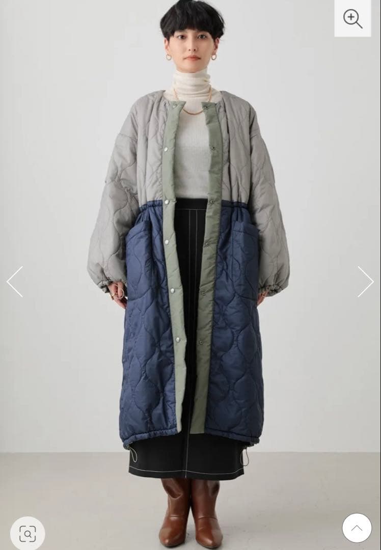 crie confortoリバーシブルバイカラー中綿コートMロングコート