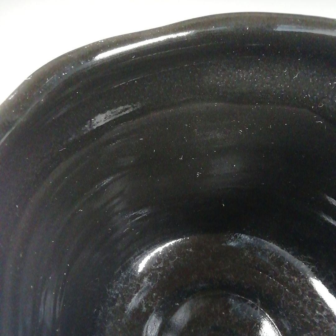 Ｗ２１　茶碗　『黒織部　筒茶碗』『萌黄窯　遠山美恵子 作』　共箱　抹茶碗　茶道具