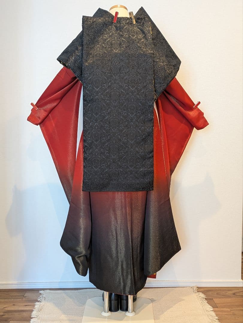 振袖フルセット 身丈165裄68.5 豪華振袖 金通し 赤 黒 逸品 成人式