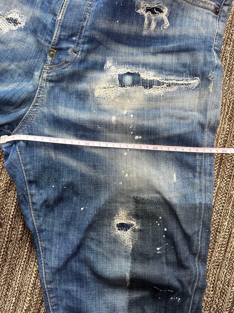 DSQUARED2 ダメージ加工 ブルーデニム スリムフィット　48