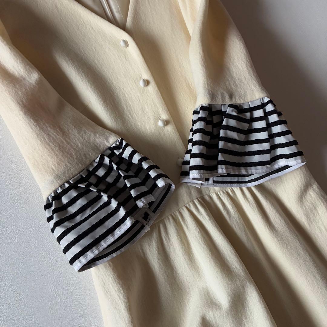 ボーダーズアットバルコニー　ティアードドレス　ワンピース　ウール　フリル袖　36