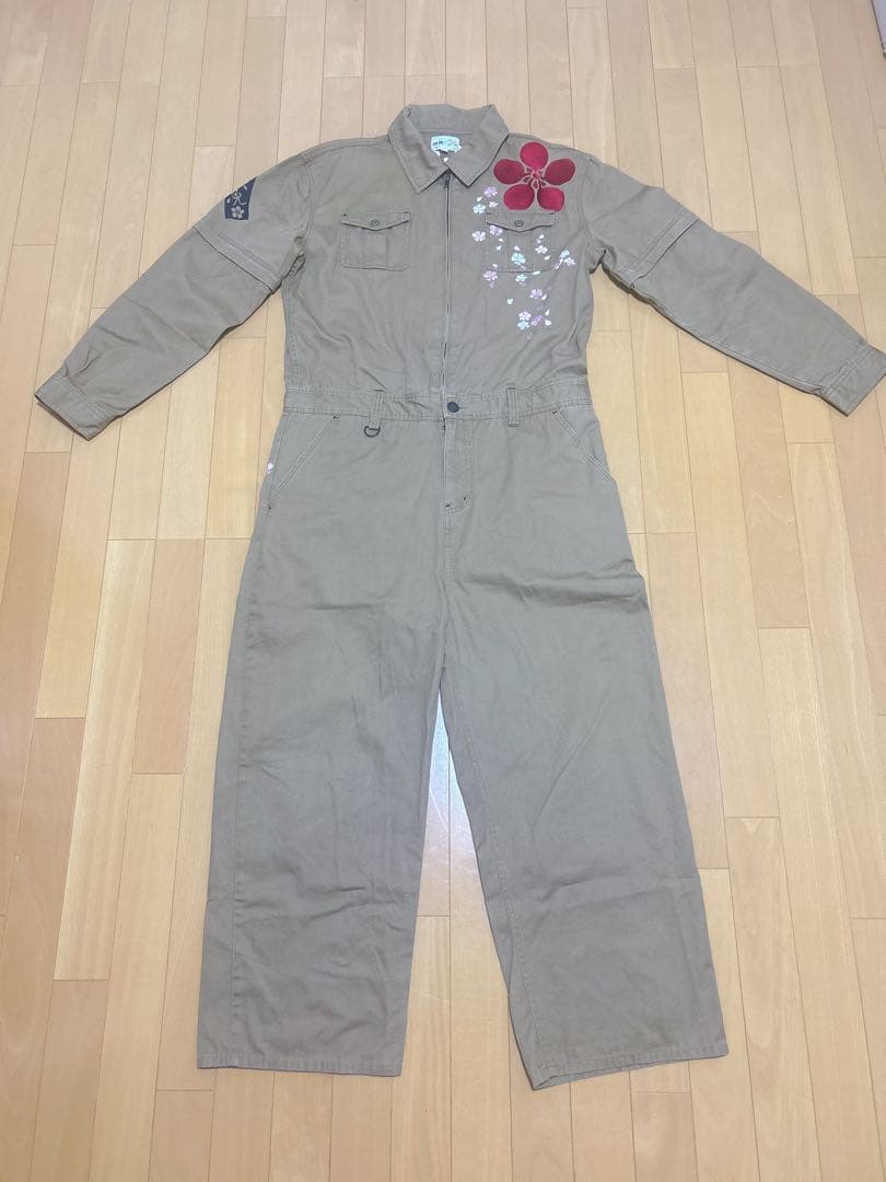 流儀　花鳥風月　XL オーバーオール　つなぎ　和柄　刺繍　希少