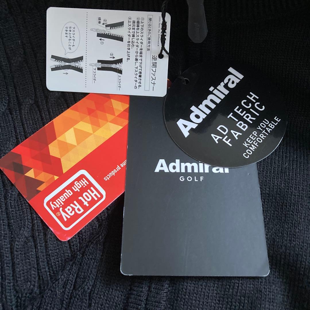 【新品】Admiral ゴルフメンズジップアップセーター ブラック Lサイズ防寒