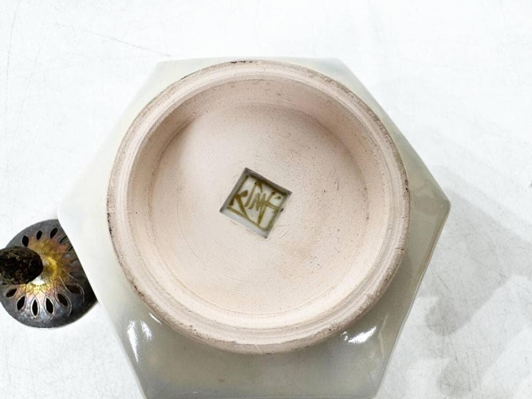 加藤卓男 ラスター彩　香炉　純銀製火屋　茶道具　骨董　古美術　美術品