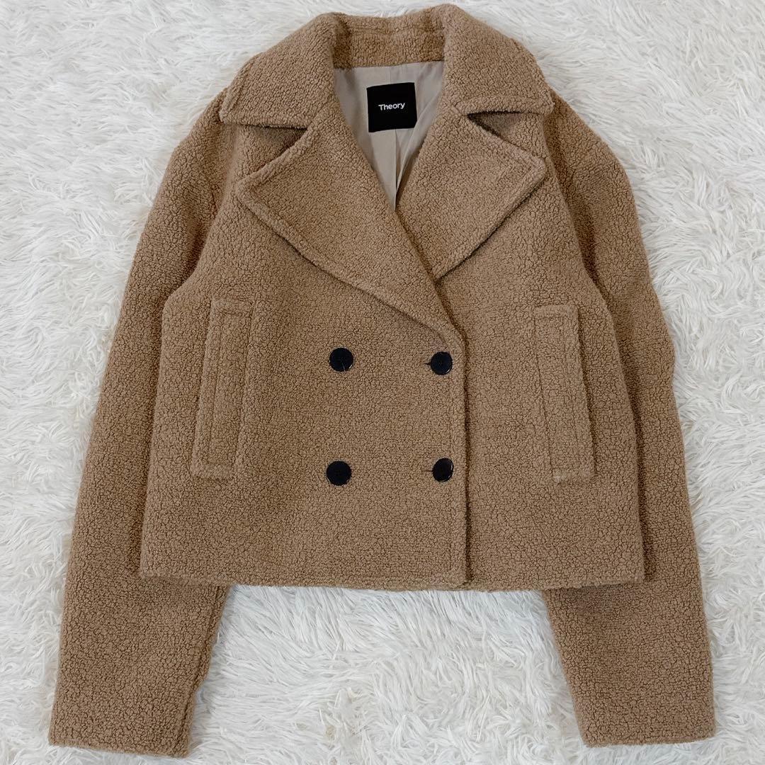 美品　22AW セオリー 7万 TEDDY FLEECE ボアPコート キャメル