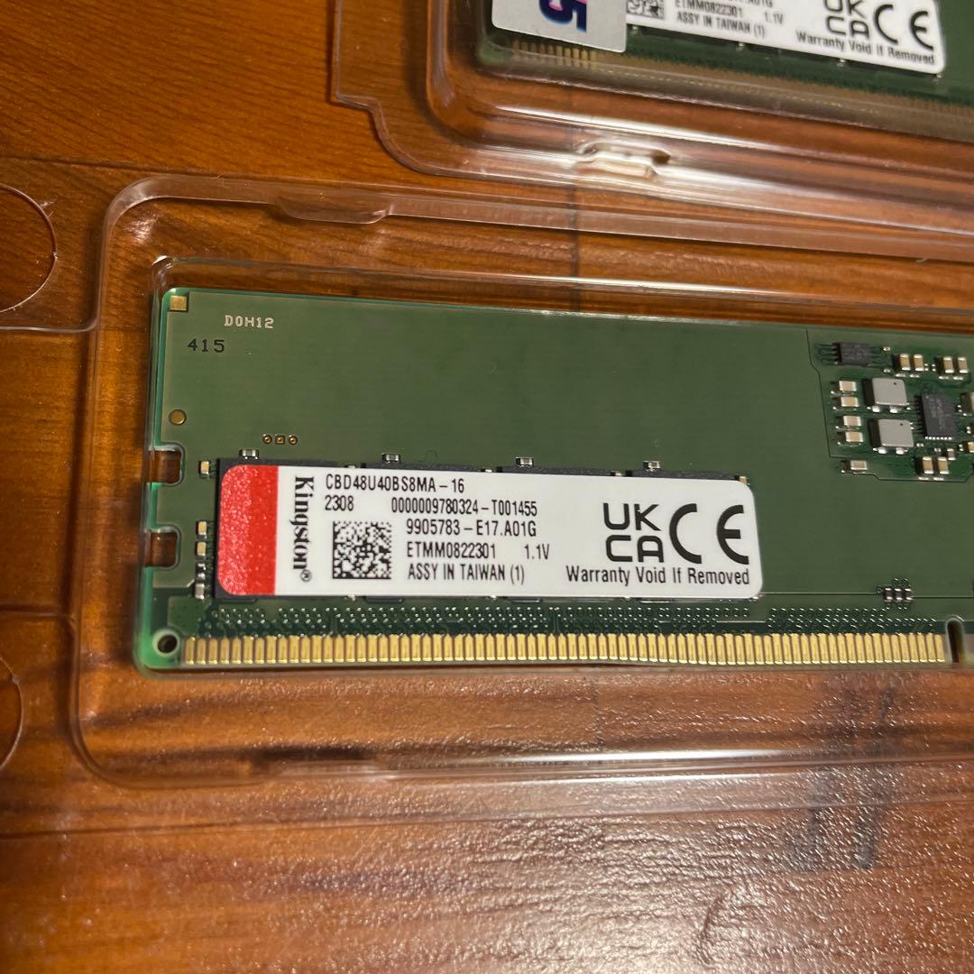Kingston DDR5 16GB メモリ2枚 デュアルチャネル可
