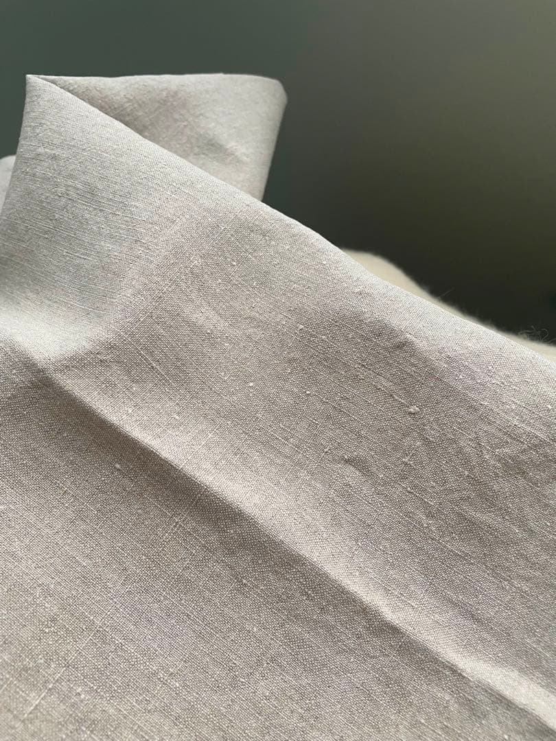 希少　フランスアンティークリネン　麻生地　クロス　綺麗ブルーライン　70×152