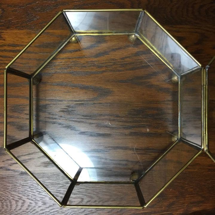 クリスマスセール♪ビンテージ☆八角型ガラスジュエリーケース ショーケース 収納