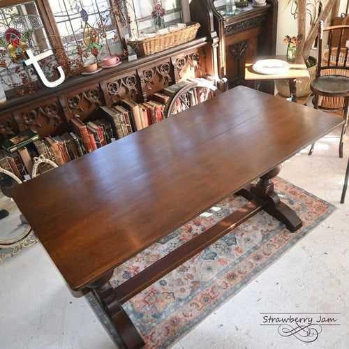 IFU-417 英国アンティーク オーク ダイニングテーブル 作業台 テーブル