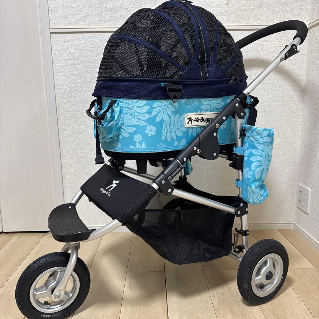 AirBuggy ペットカート 青色・花柄