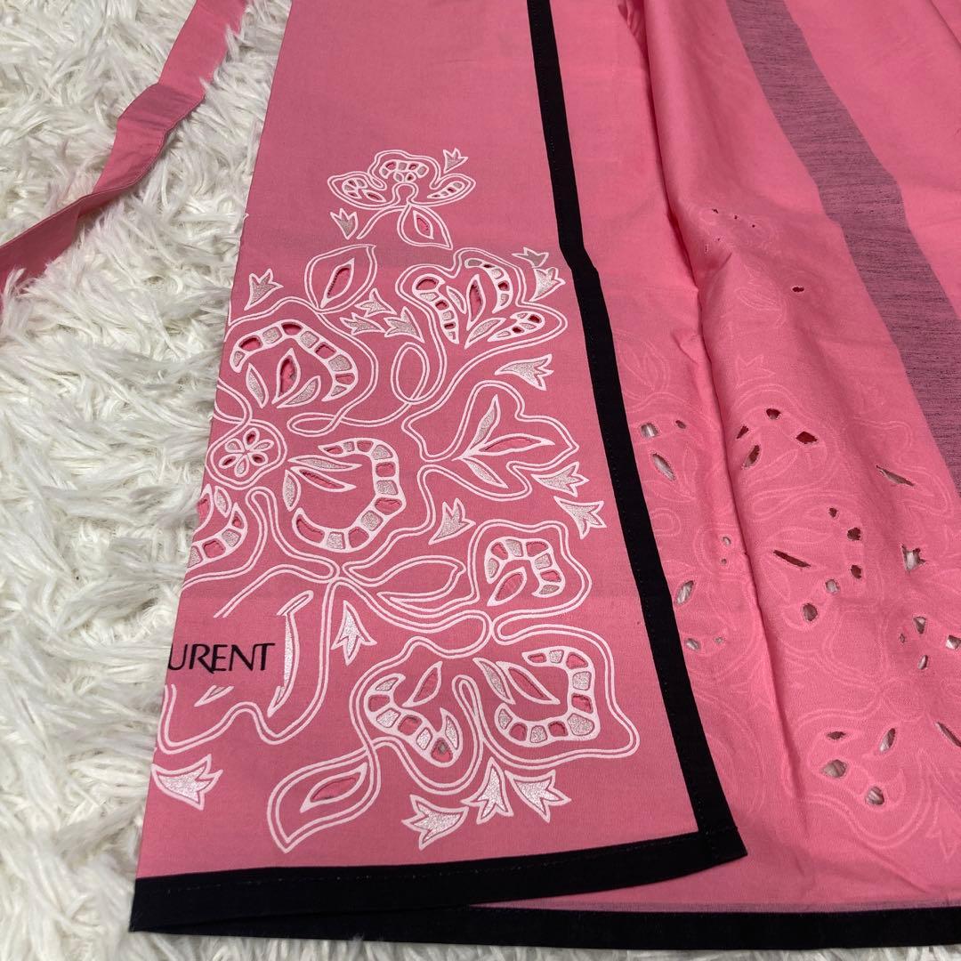 ✨未使用タグ付き品✨ イヴサンローラン エプロン ピンク 花柄 ポケット付き