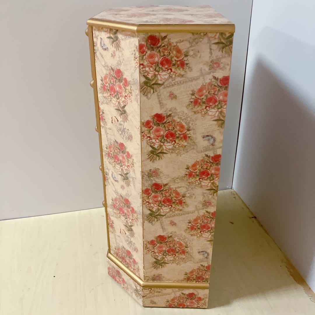 アンティーク調　5段チェスト　花柄　サイドチェスト　コンソール　飾り棚