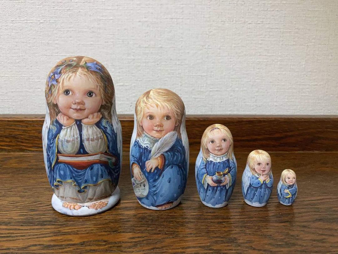 ロシア雑貨☆天使マトリョーシカ(5P)10cmバルスコワ作リダ工房