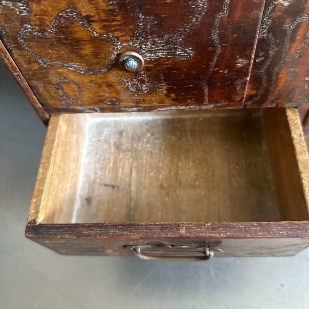 とても味のある裁縫箱ヴィンテージ　木製箪笥 収納に！