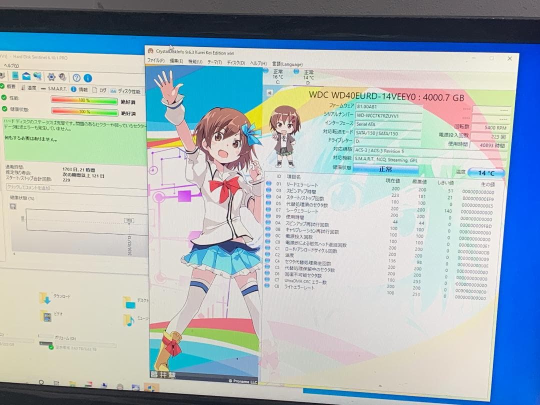 内蔵型ハードディスクドライブ M9833 Western Digital 4TB WD40EURD HDD