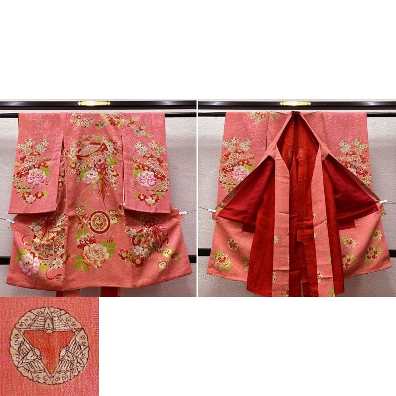 505ag78◎七五三 三歳 女の子 アンティーク着物&被布&長襦袢 糸巻◎