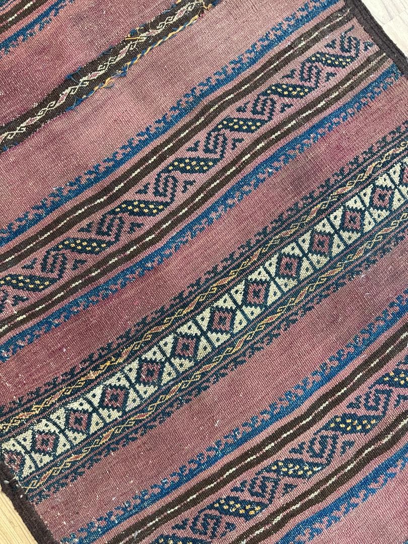 下敷きアフガン手織りキリム ランナー トライバルラグ ヴィンテージラグ
