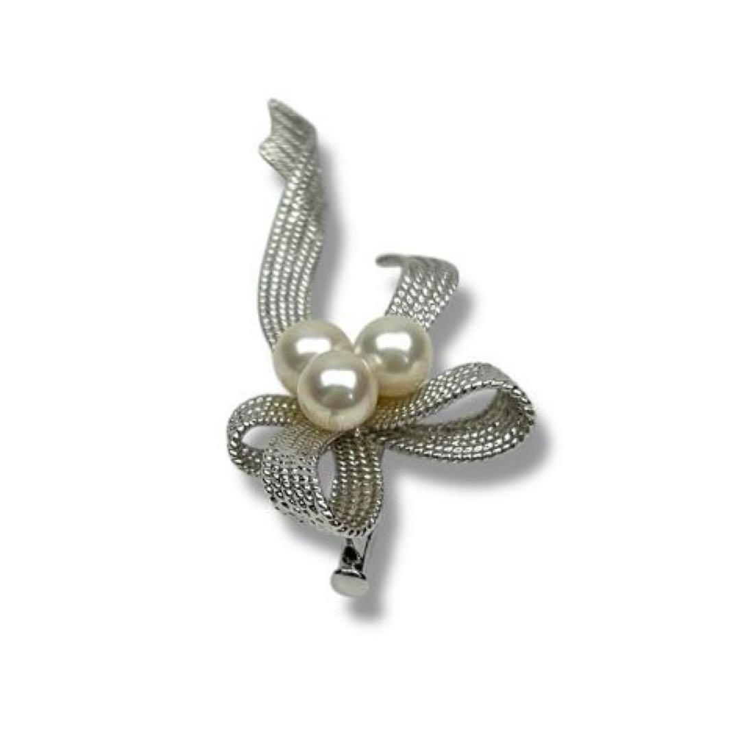 田崎真珠 TASAKI タサキ パール リボン ブローチ