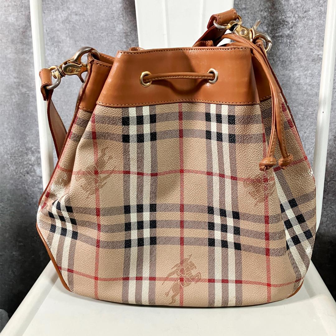 Burberrys ショルダーバッグ　巾着　ヴィンテージ ブラウン　ノバチェック