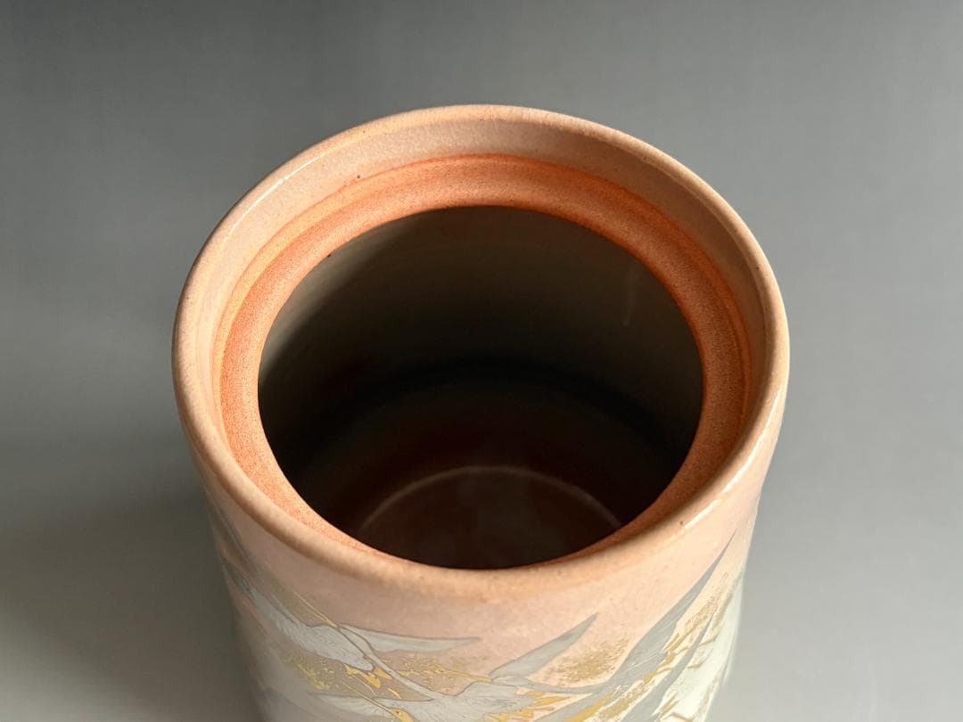 通次阿山　鶴の絵　水指　茶道具