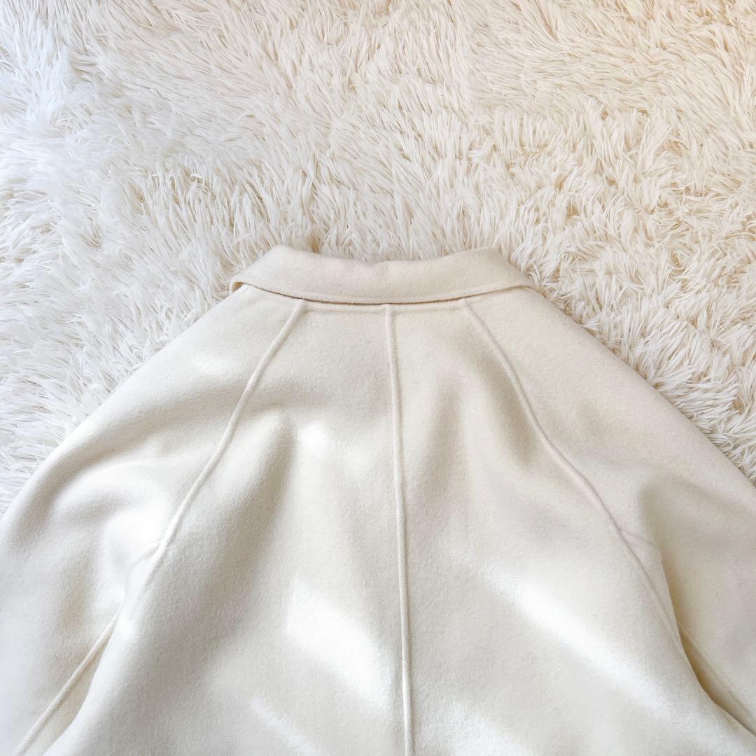 極美品✨シップス ハミルトンウール ダブル テーラードリバーコート ホワイト　M