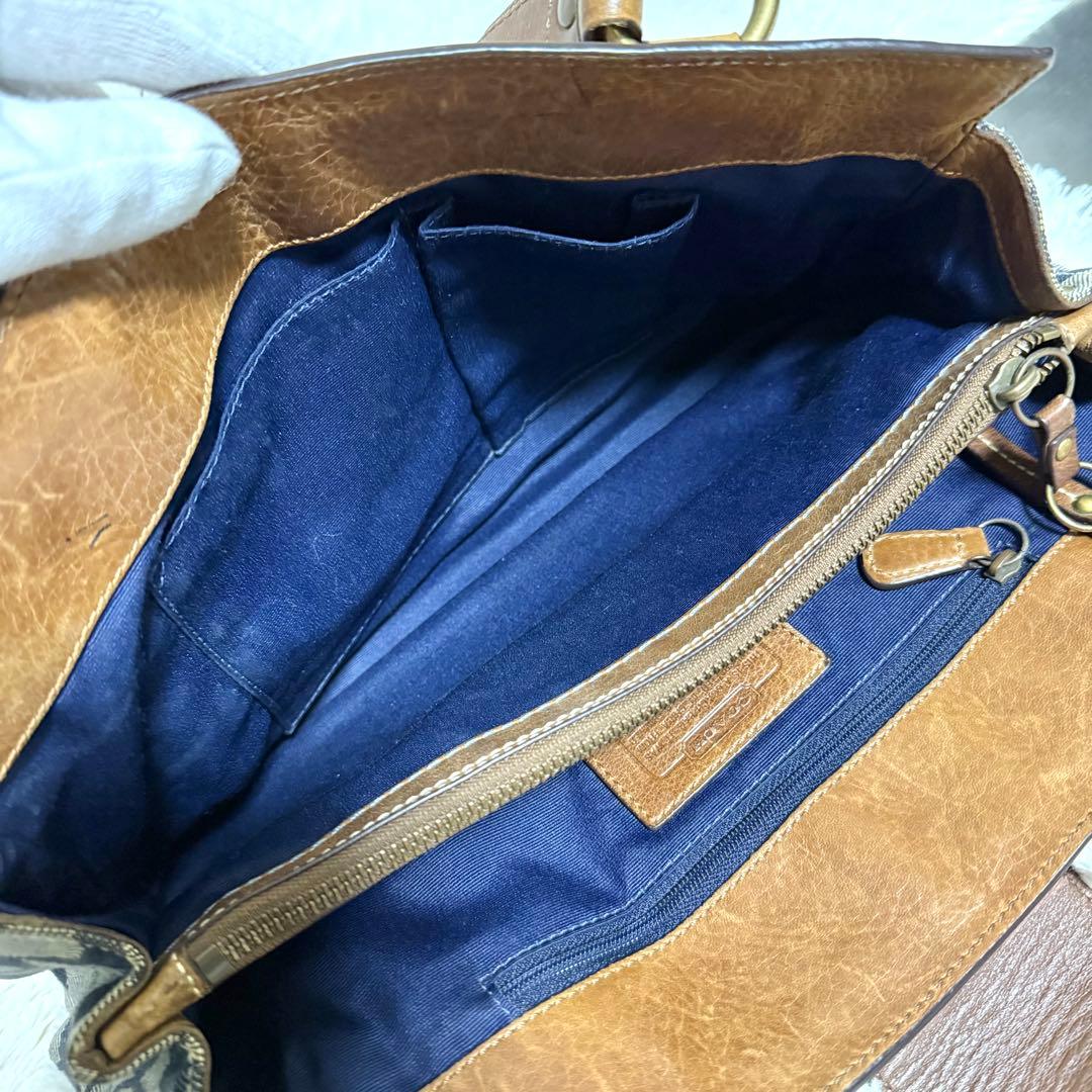 【希少】コーチ　パッチワーク ハンドバッグ ターソロック　デニム 青　10816