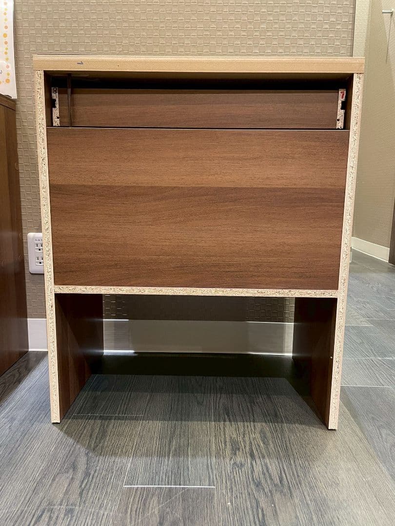 ダークブラウン パソコンデスク 引き出し付き