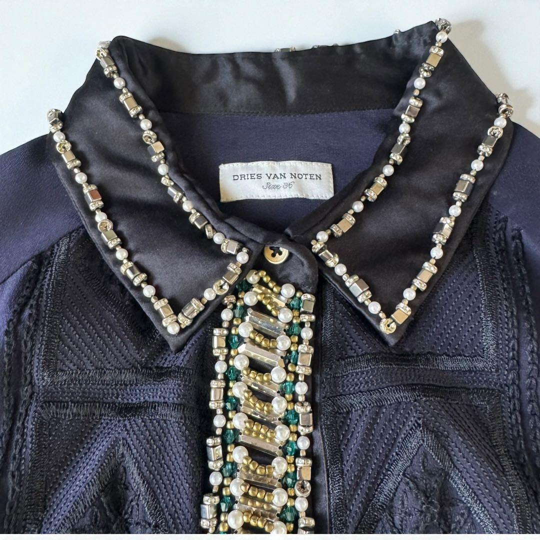 希少✨ドリスヴァンノッテン シルクブラウス　ビジュー装飾 　刺繍
